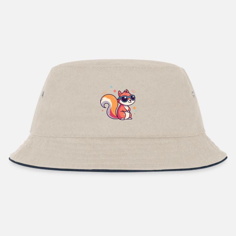 Schicke Eichhörnchen-Sonnenbrille - Kinder Bucket Hat - Natur/Navy