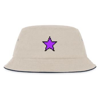 Pixel Stern 8-Bit Power Up - Kinder Bucket Hat - Natur/Navy - Vorne