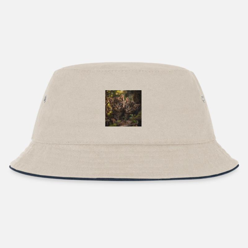 Kätzchen auf einer Lichtung im Wald - Kinder Bucket Hat - Natur/Navy