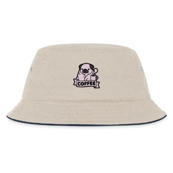 Pug Coffee Morning Grouch Banner - Kids’ Bucket Hat - ecru/navy - Front