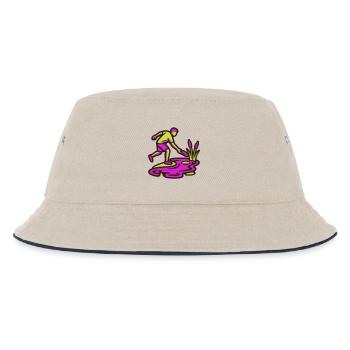 Discgolf Wasserhindernis Icon - Kinder Bucket Hat - Natur/Navy - Vorne