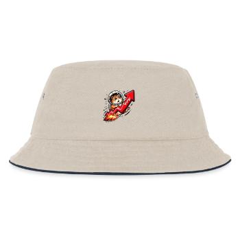 Krypto Hamster To The Moon - Trade T-Shirt  - Kinder Bucket Hat - Natur/Navy - Vorne