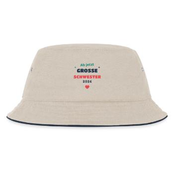 Einschulung 2026 Schwester - Schulkind Geschenk Sc - Kinder Bucket Hat - Natur/Navy - Vorne