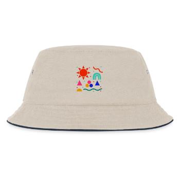 Lebendige Geometrie Sonnenfarben Muster - Kinder Bucket Hat - Natur/Navy - Vorne