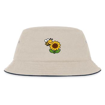 Sonnenblume Biene Cartoon - Kinder Bucket Hat - Natur/Navy - Vorne