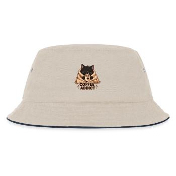 Katzen und Kaffee - Kinder Bucket Hat - Natur/Navy - Vorne