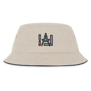 Tischler Werkzeuge Grafik - Kinder Bucket Hat - Natur/Navy - Vorne