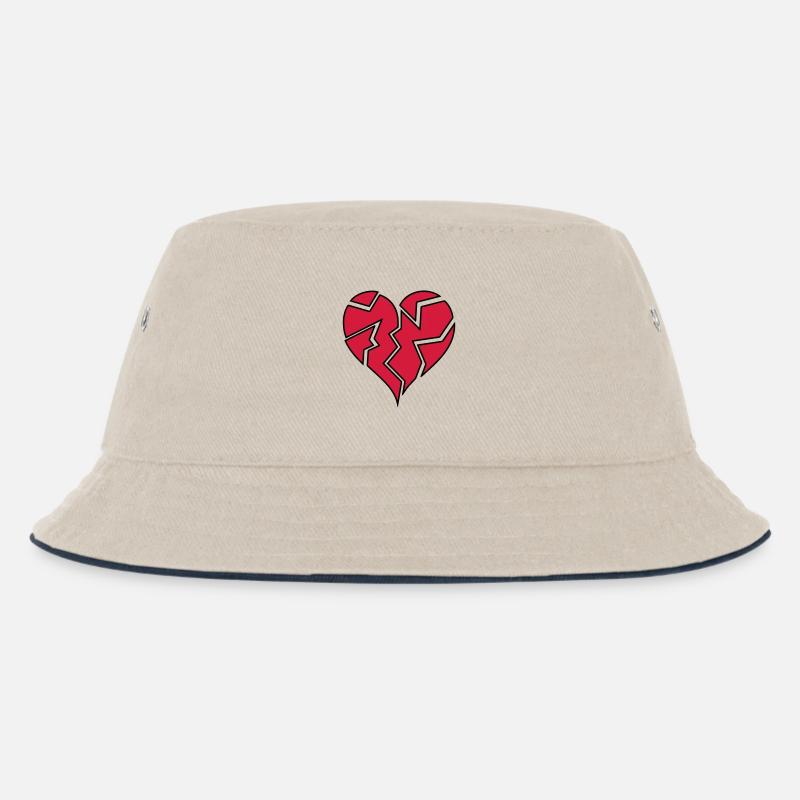 HEARTBROKEN <3 - Kids’ Bucket Hat - ecru/navy