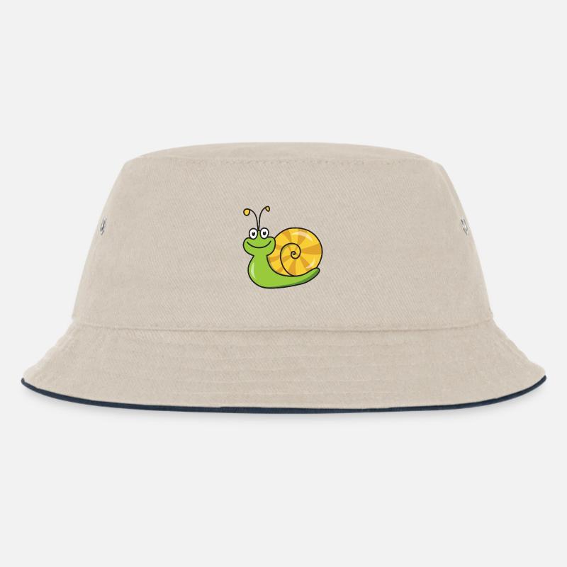Schnecke - Kinder Bucket Hat - Natur/Navy