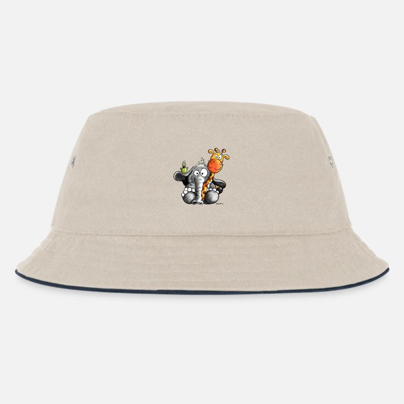 Elefant umarmt Giraffe - Kinder Bucket Hat - Natur/Navy