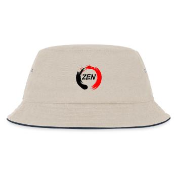 Zen written in enso zen circle red and black - Kids’ Bucket Hat - ecru/navy - Front