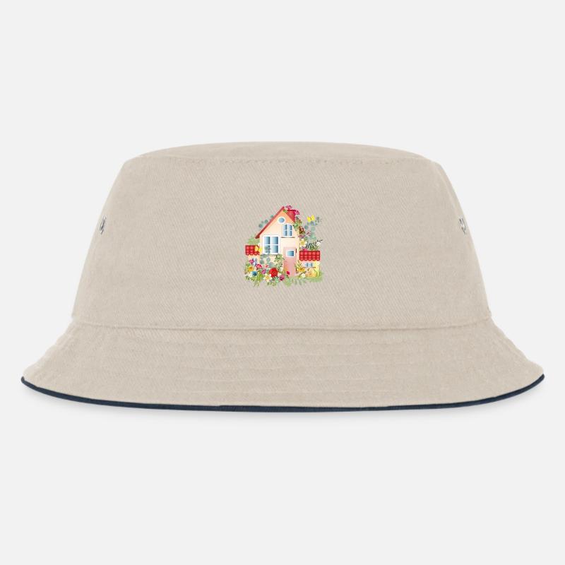 bunte Villa mit üppigen Garten - Ein Traumhaus - Kinder Bucket Hat - Natur/Navy