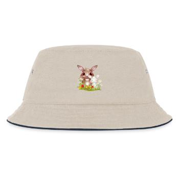 niedliche Hasen Freundschaft im Frühling - Kinder Bucket Hat - Natur/Navy - Vorne