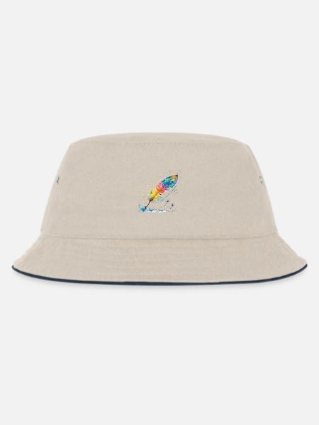 Feder - Kinder Bucket Hat - Natur/Navy