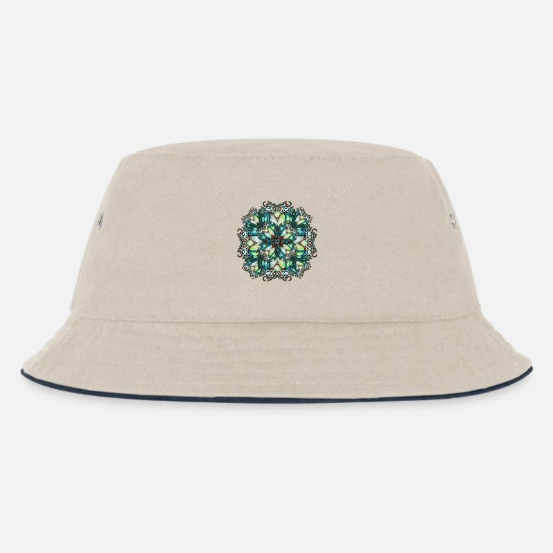 Jugendstil Rosette in transparenter Glas Optik - Kinder Bucket Hat - Natur/Navy