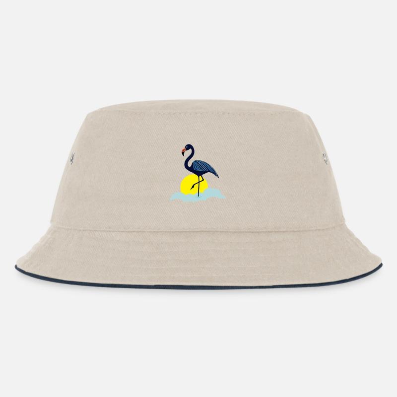 Blauer Flamingo - Kinder Bucket Hat - Natur/Navy