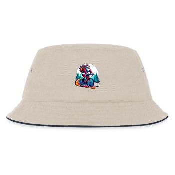 Weihnachtlicher Nikolaus auf dem Rennrad Gravel - Kinder Bucket Hat - Natur/Navy - Vorne