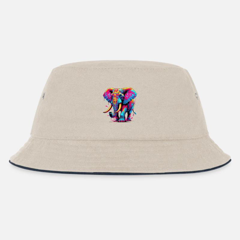 Elefant - Kinder Bucket Hat - Natur/Navy
