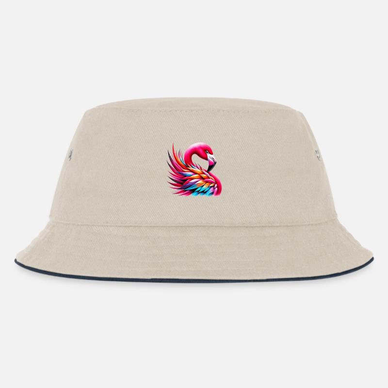 Flamingo - Kinder Bucket Hat - Natur/Navy