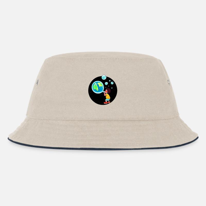 Planet Erde - Kinder Bucket Hat - Natur/Navy