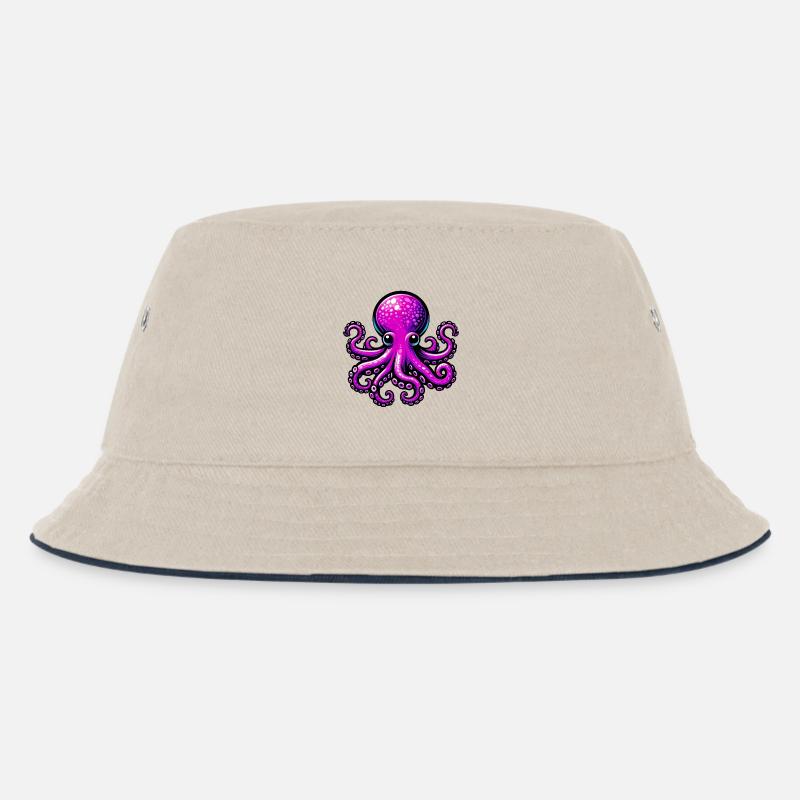 Krake - Kinder Bucket Hat - Natur/Navy