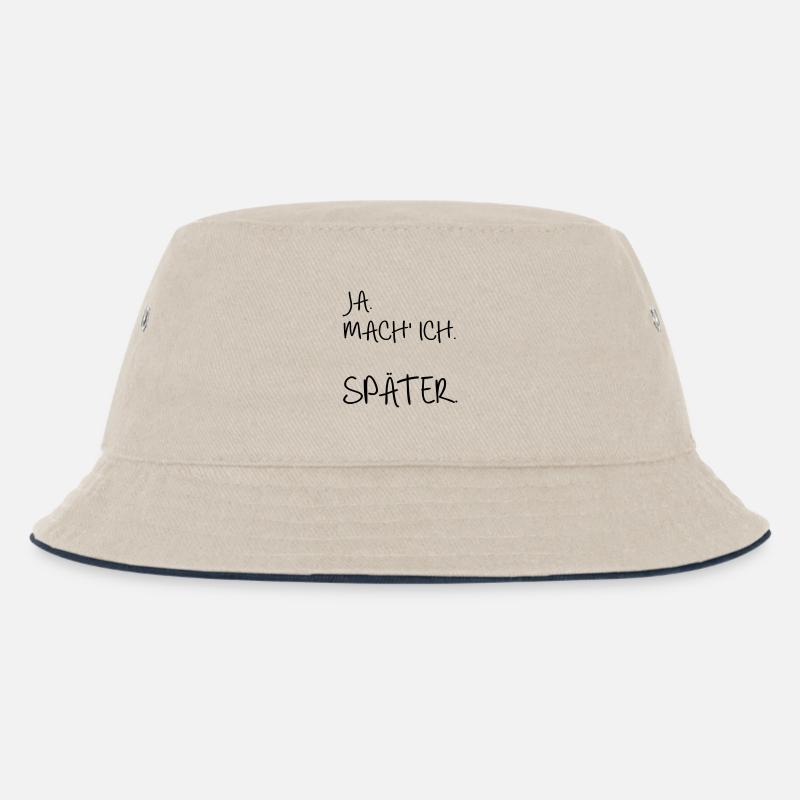 Prokrastination SPÄTER - Kinder Bucket Hat - Natur/Navy