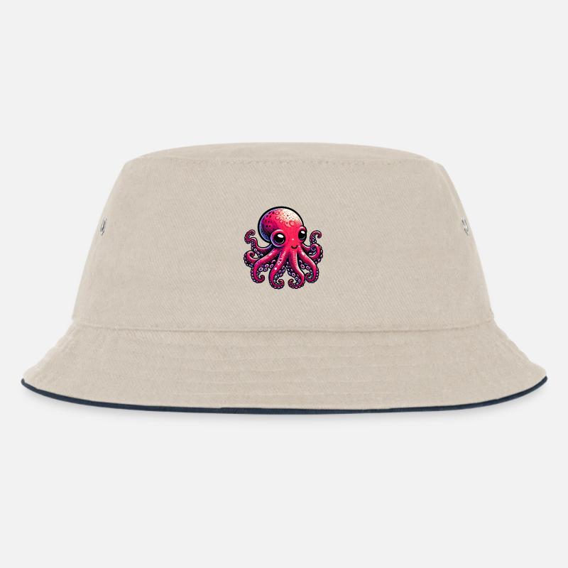 Krake - Kinder Bucket Hat - Natur/Navy