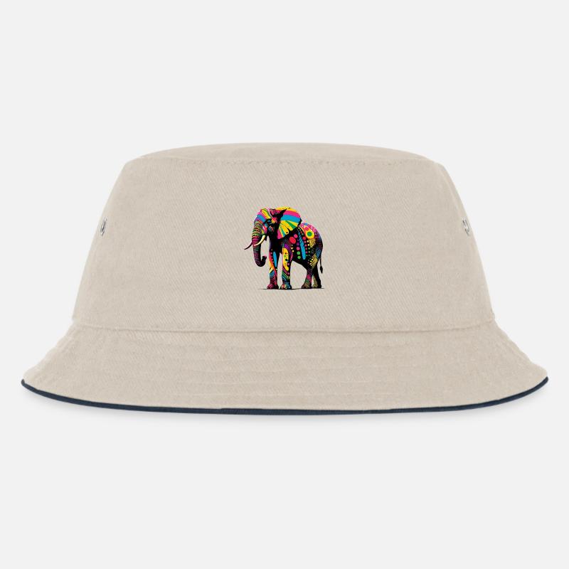 Elefant - Kinder Bucket Hat - Natur/Navy