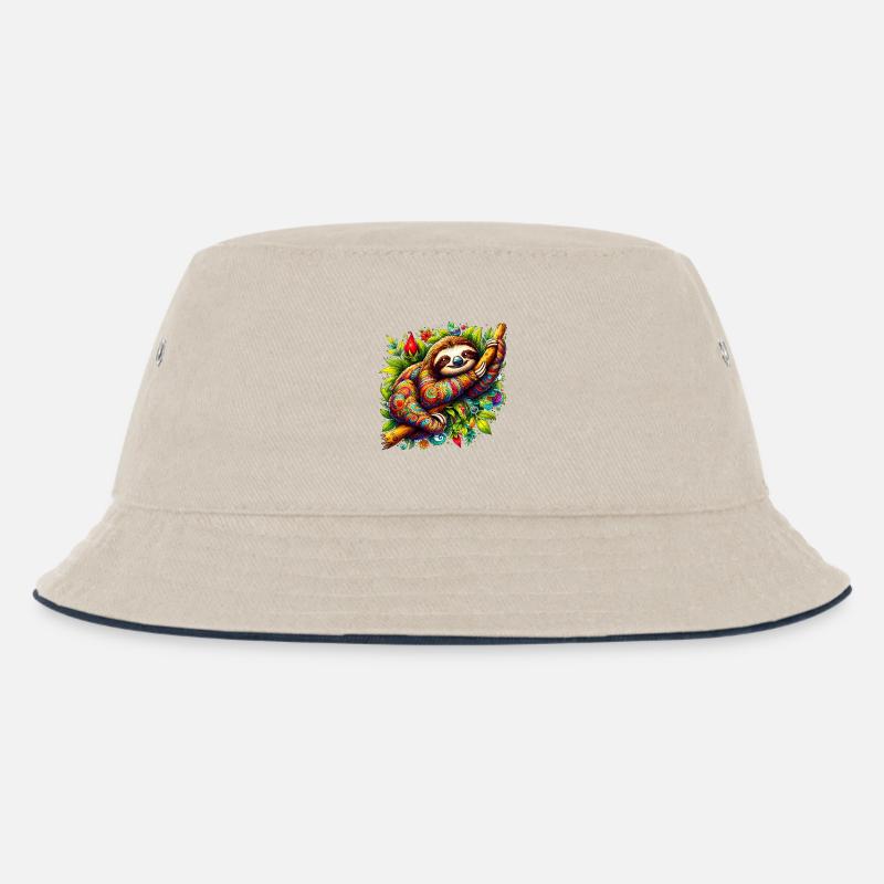 Faultier - Kinder Bucket Hat - Natur/Navy