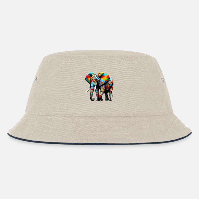 Elefant - Kinder Bucket Hat - Natur/Navy