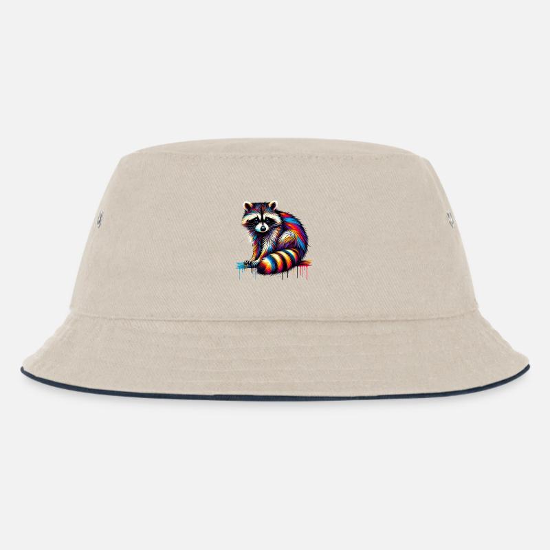 Waschbär - Kinder Bucket Hat - Natur/Navy