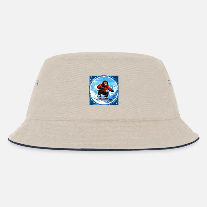 Ski Affe - Kinder Bucket Hat - Natur/Navy
