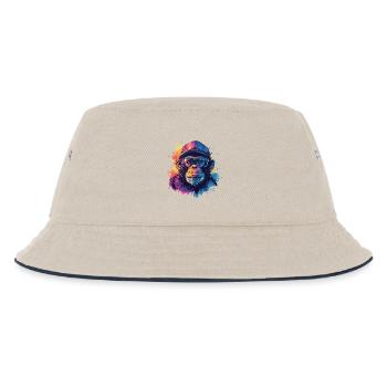 Watercolor Hipster Monkey - Kids’ Bucket Hat - ecru/navy - Front