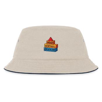 Pädagogisch wertvoll von 8 - 16uhr - Kinder Bucket Hat - Natur/Navy - Vorne