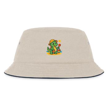 Verspielter Dinosaurier mit Sommeraccessoires - Kinder Bucket Hat - Natur/Navy - Vorne