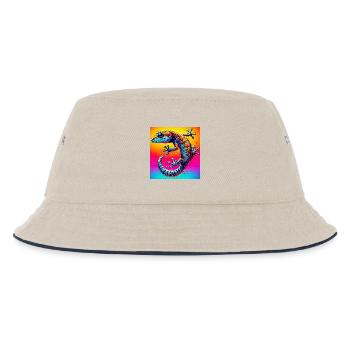 Gecko - Kinder Bucket Hat - Natur/Navy - Vorne