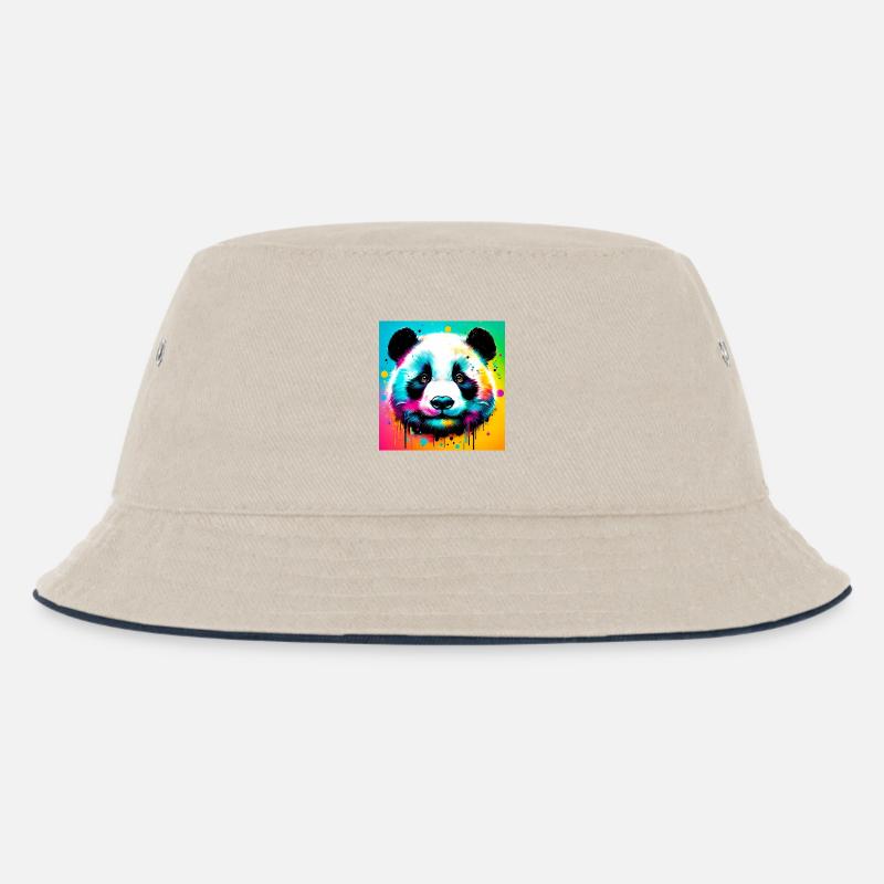 Panda - Kinder Bucket Hat - Natur/Navy