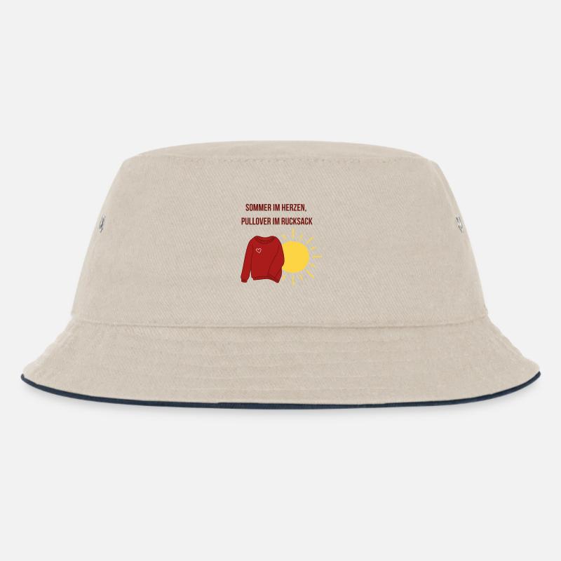 Summer in the heart, sweater in the backpack - Kids’ Bucket Hat - ecru/navy
