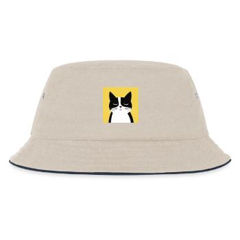 Minimalistische schwarz-weiße Katze - Kinder Bucket Hat - Natur/Navy - Vorne