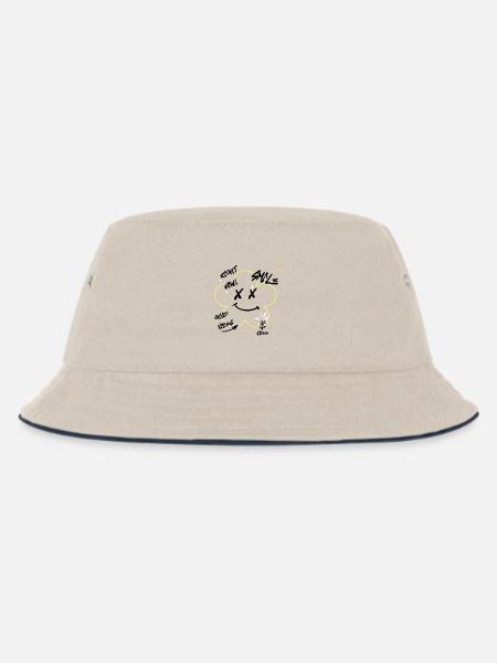 Urban Flower - Streetwear- Print-black - Kinder Bucket Hat - Natur/Navy