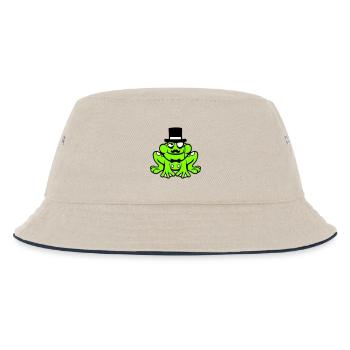 Mr Frosch Sir Herr reich Monokel Brille Zylinder - Kinder Bucket Hat - Natur/Navy - Vorne