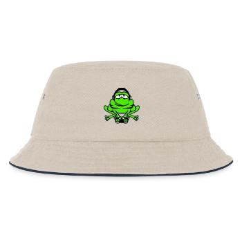 Frosch Gamer Nerd zocken Controller Konsole Spiel - Kinder Bucket Hat - Natur/Navy - Vorne