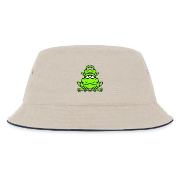 Frosch Kind Familie Papa Mama Huckepack Vatertag - Kinder Bucket Hat - Natur/Navy - Vorne