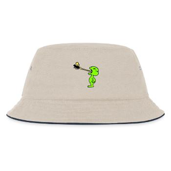 Frosch fängt Fliege Zunge Mücke essen hunger Kröte - Kinder Bucket Hat - Natur/Navy - Vorne