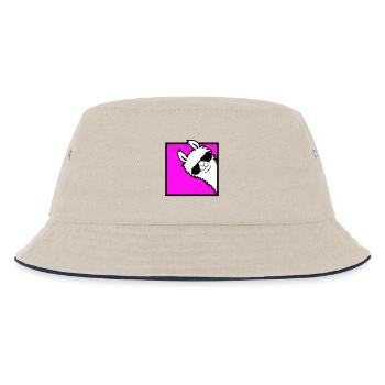 Lama Cool Guckt um Ecke Seite Sonnenbrille Alpaka - Kinder Bucket Hat - Natur/Navy - Vorne