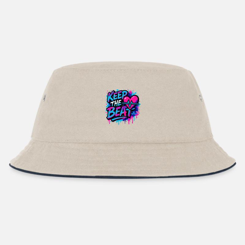 Keep the Beat – Musik Design mit Rhythmus Feeling - Kinder Bucket Hat - Natur/Navy