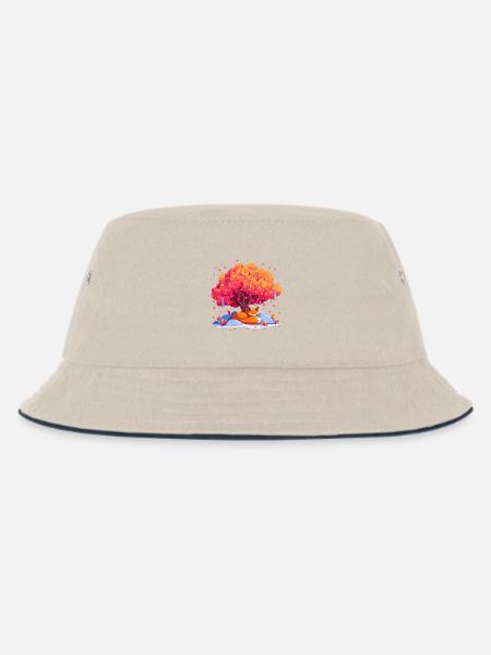 Fuchs unter Herbstbaum - Kinder Bucket Hat - Natur/Navy