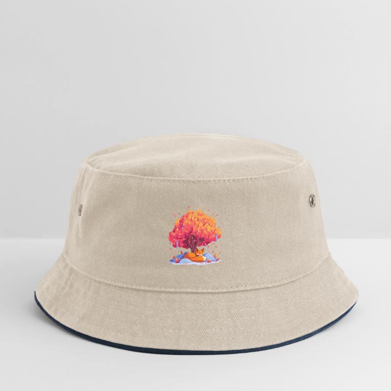 Fox under autumn tree Kids’ Bucket Hat
