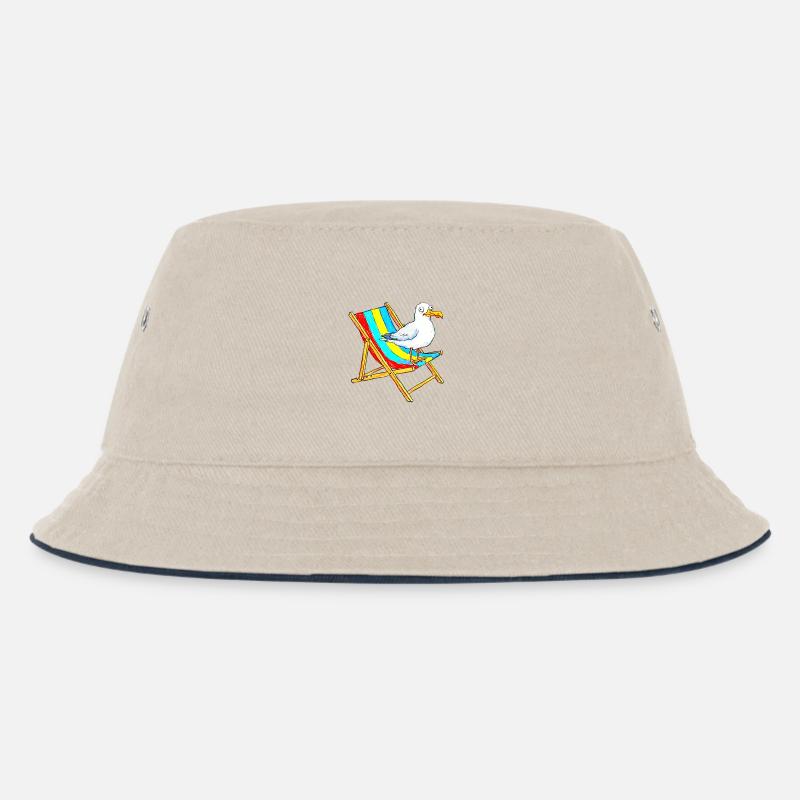 Mouette sur chaise de plage colorée - Bob Enfant - blanc cassé/bleu marine