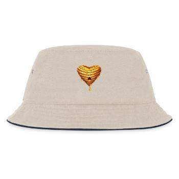 Herz Bienenkorb mit Honig Illustration  - Kinder Bucket Hat - Natur/Navy - Vorne
